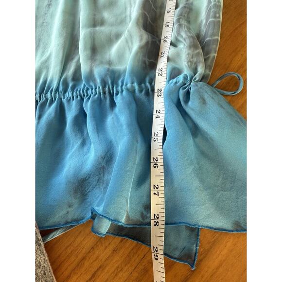 Hale Bob S Cabana Silk Ombre Tie Dye Beaded V-Neck Top Drawstring Waist 37” Bust - Picture 9 of 10